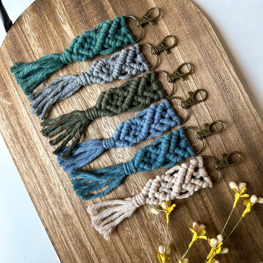 Macrame Tassel Keychain Clip with Keyring